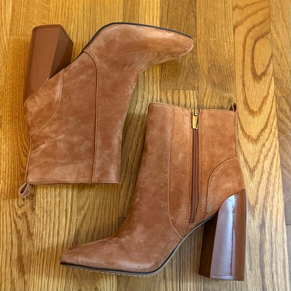 Vince Camuto Shoes - Vince Camuto Womens 8 VC Envernia Brown Suede Leather Chunky Round Toe Booties